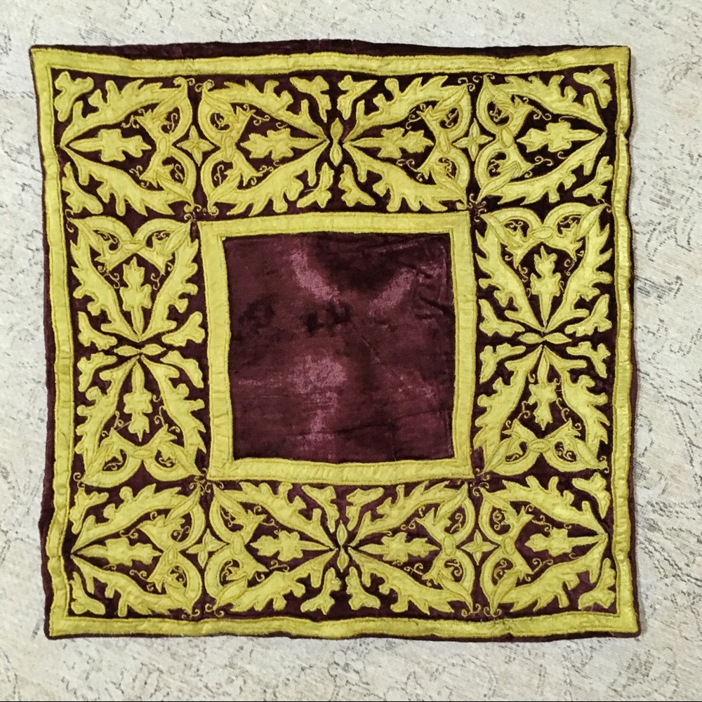 100% Silk Burgundy & Gold Antique Pillowcase